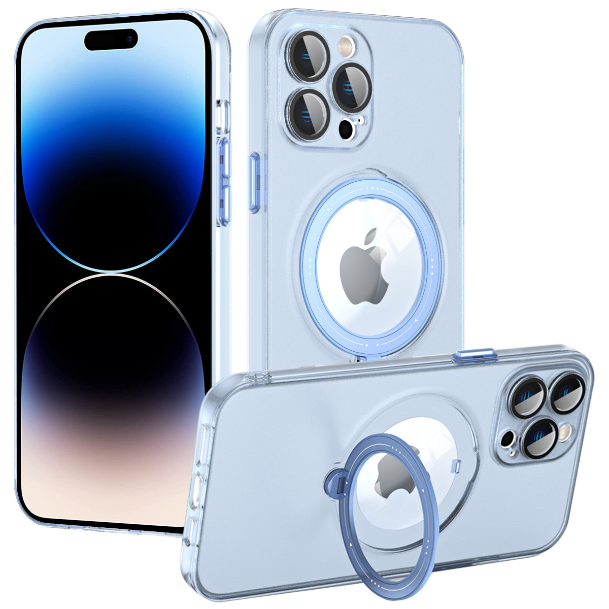 For iPhone 14 Pro Max Convex Lens Ring Kickstand Anti-drop Case PC TPU Phone Cover Compatible with MagSafe For iPhone 14 Pro Max Convex Lens Ring Kickstand Anti-drop Case PC TPU Phone Cover Compatible with MagSafe